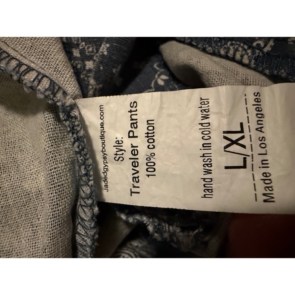 Jaded Gypsy Traveler Pants Blue Paisley Bandana Print Cotton  L/XL NEW IN PKG - Picture 4 of 10